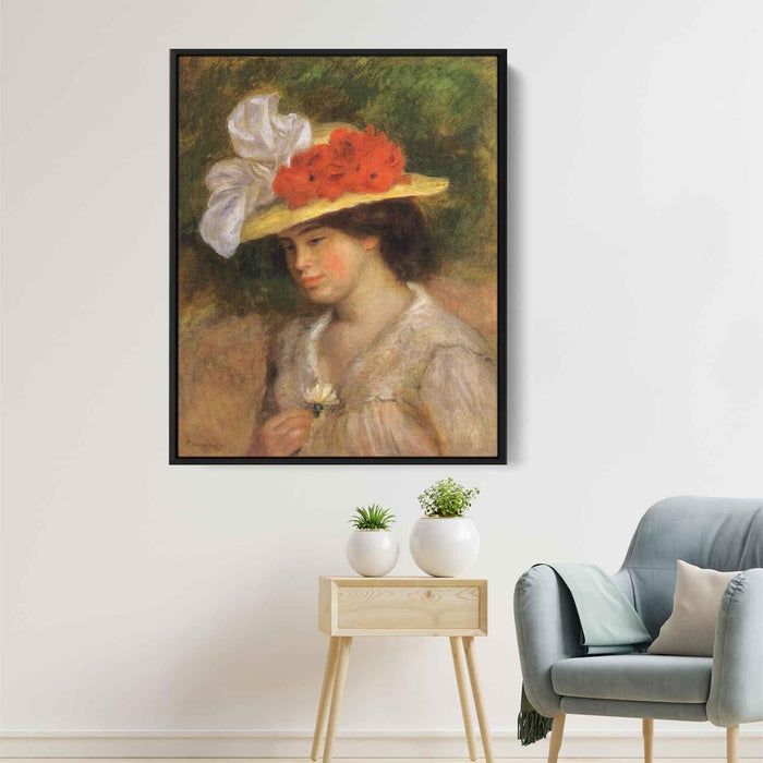 Woman in a Flowered Hat (1899) by Pierre-Auguste Renoir - Canvas Artwork