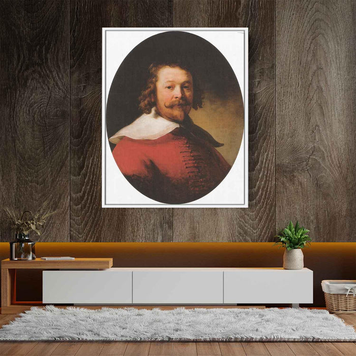 Portrait of a bearded man, bust length, in a red doublet by Rembrandt - Canvas Artwork