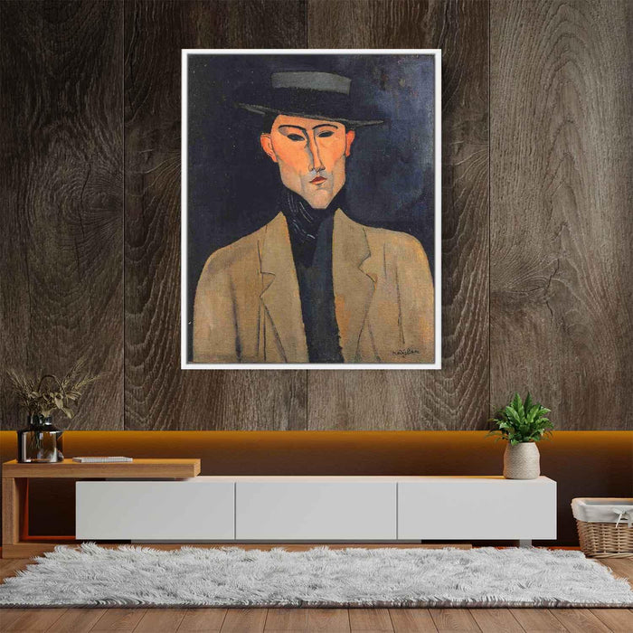 Portrait of a Man with Hat (Jose Pacheco ) (1915) by Amedeo Modigliani - Canvas Artwork