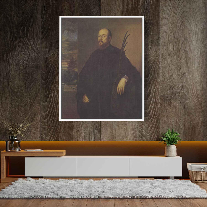 Portrait of a Painter with a Palm Leaf (1561) by Titian - Canvas Artwork