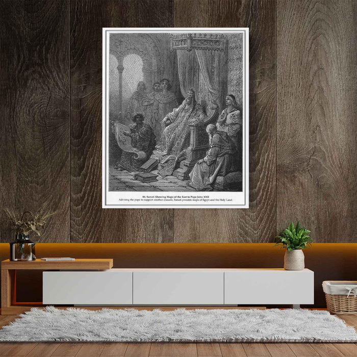 Sanuti Showing Maps of the East to Pope John XXII by Gustave Dore - Canvas Artwork