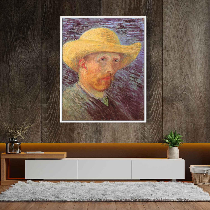 Self-Portrait with Straw Hat (1887) by Vincent van Gogh - Canvas Artwork