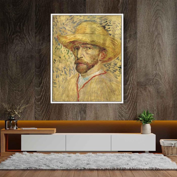 Self-Portrait with Straw Hat (1887) by Vincent van Gogh - Canvas Artwork