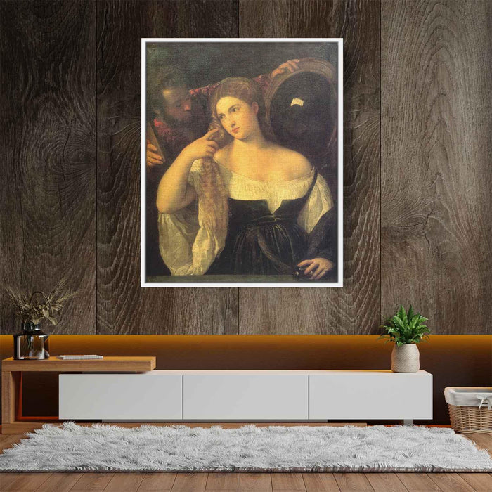 Woman with a Mirror (1515) by Titian - Canvas Artwork