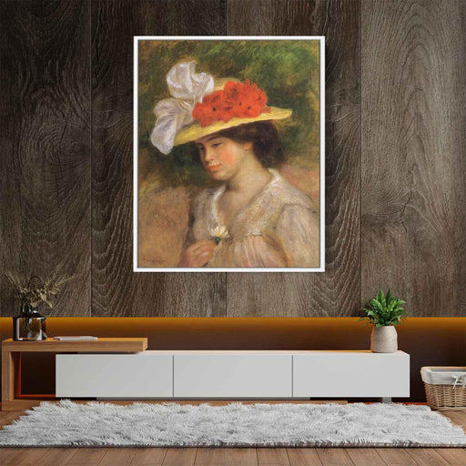 Woman in a Flowered Hat (1899) by Pierre-Auguste Renoir - Canvas Artwork