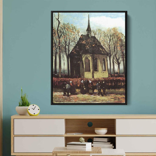 Congregation Leaving the Reformed Church in Nuenen (1884) by Vincent van Gogh - Canvas Artwork