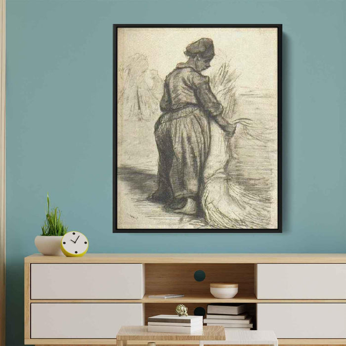 Peasant Woman, Binding a Sheaf of Grain by Vincent van Gogh - Canvas Artwork