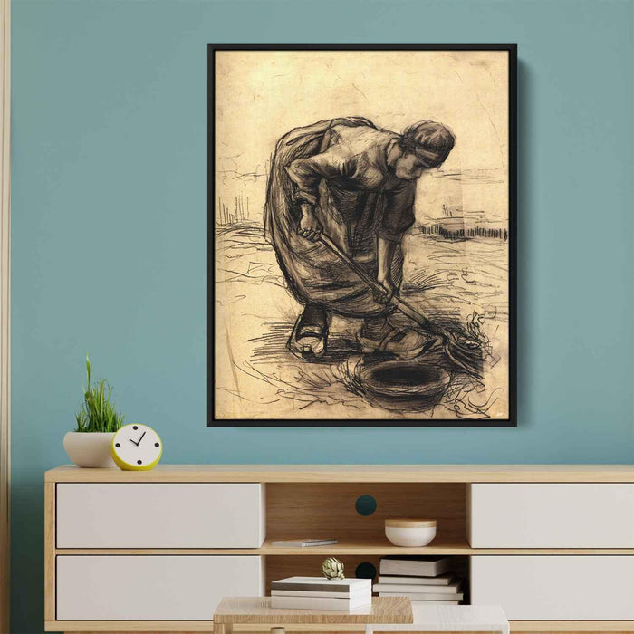 Peasant Woman Lifting Potatoes (1885) by Vincent van Gogh - Canvas Artwork