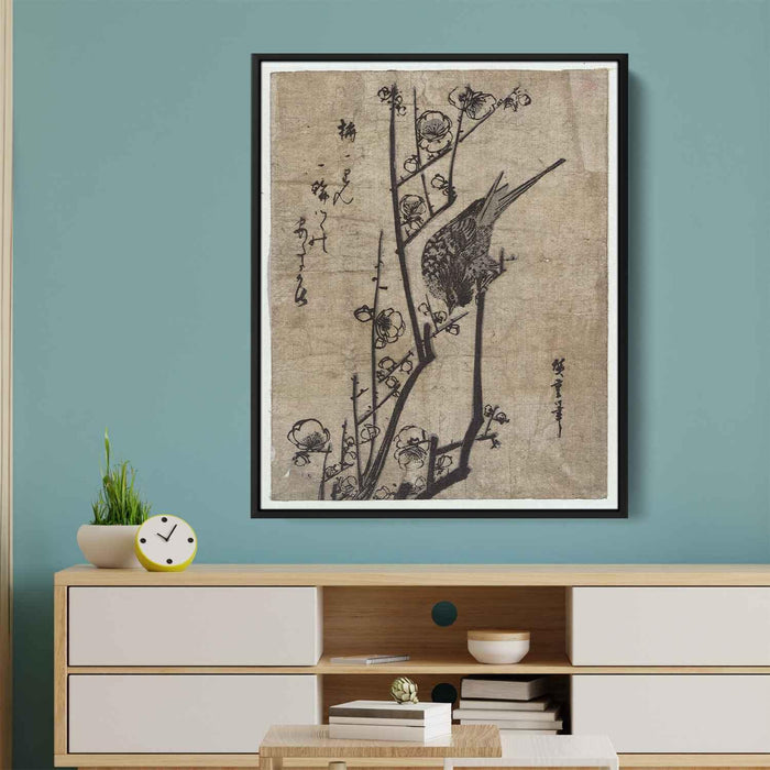 Plum Blossom and Bush Warbler (1838) by Hiroshige - Canvas Artwork