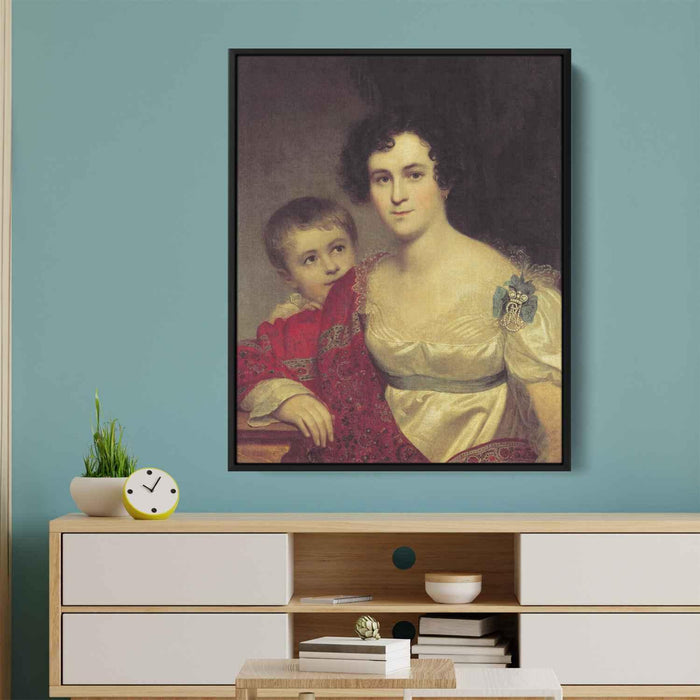 Portrait of A. I. Molchanova with Daughter (1814) by Orest Kiprensky - Canvas Artwork