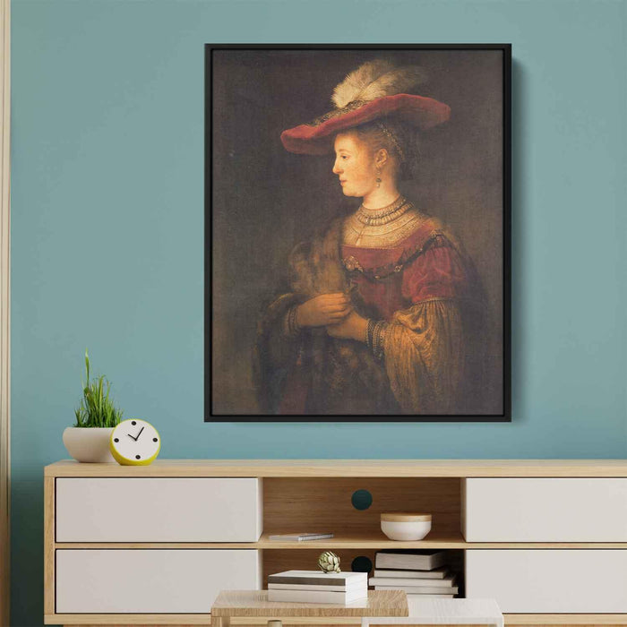 Portrait of Saskia van Uylenburgh (1634) by Rembrandt - Canvas Artwork