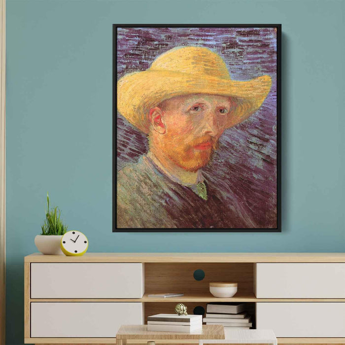 Self-Portrait with Straw Hat (1887) by Vincent van Gogh - Canvas Artwork