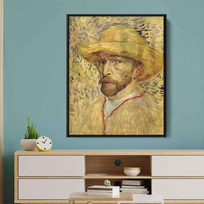 Self-Portrait with Straw Hat (1887) by Vincent van Gogh - Canvas Artwork