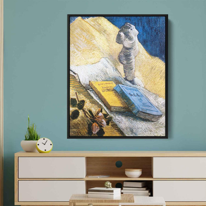 Still Life with Plaster Statuette, a Rose and Two Novels by Vincent van Gogh - Canvas Artwork