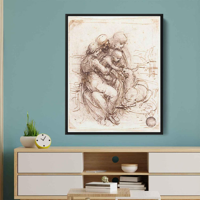 Study of St. Anne, Mary, the Christ Child and the young St. John by Leonardo da Vinci - Canvas Artwork