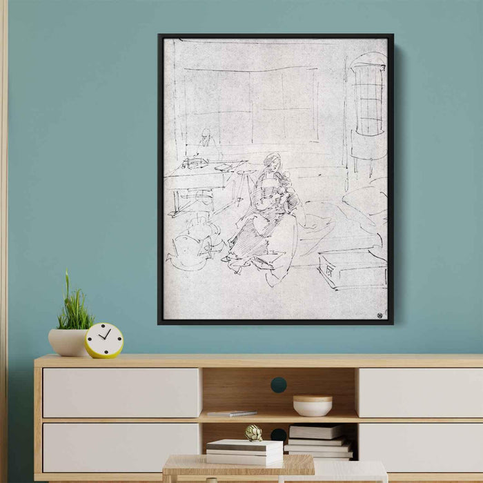 The Holy Family In A Room by Albrecht Durer - Canvas Artwork