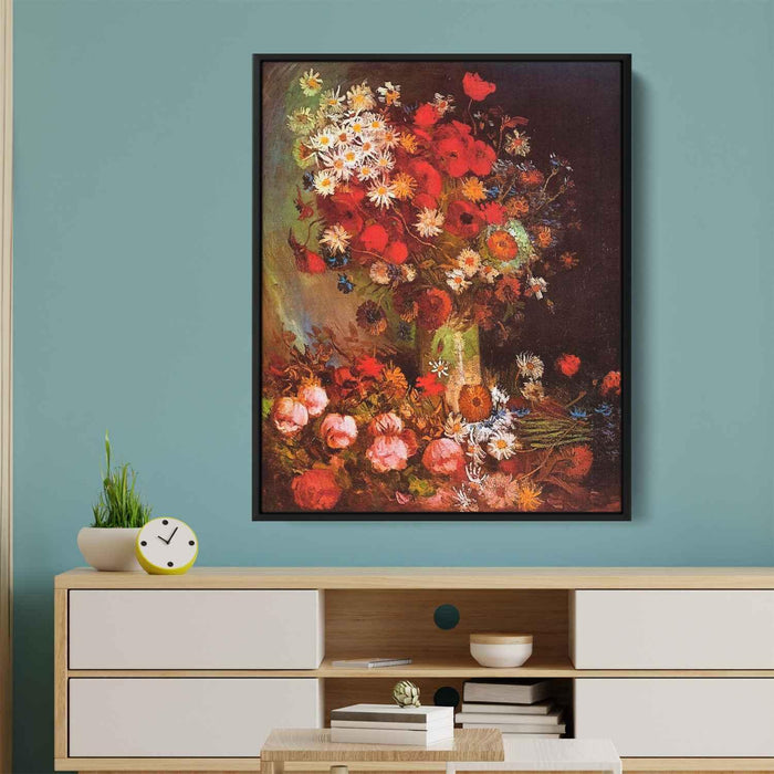 Vase with Poppies, Cornflowers, Peonies and Chrysanthemums by Vincent van Gogh - Canvas Artwork