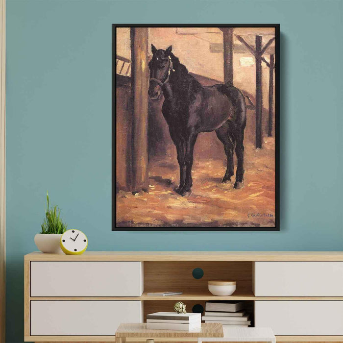 Yerres, Dark Bay Horse in the Stable by Gustave Caillebotte - Canvas Artwork