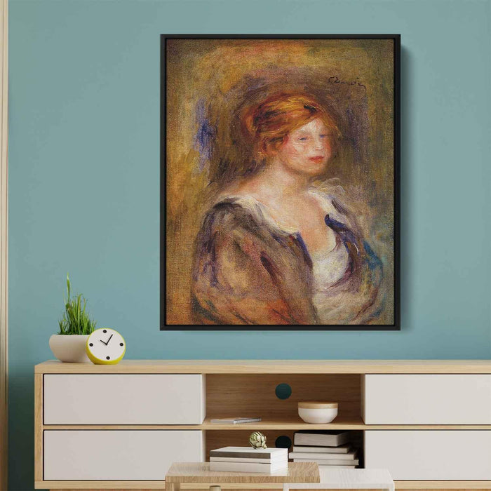 Young Girl in Blue (Head of a Blond Woman) (1909) by Pierre-Auguste Renoir - Canvas Artwork