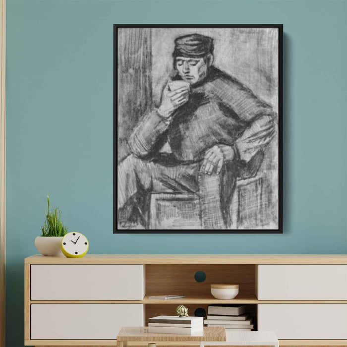 Young Man, Sitting with a Cup in his Hand, Half-Length by Vincent van Gogh - Canvas Artwork