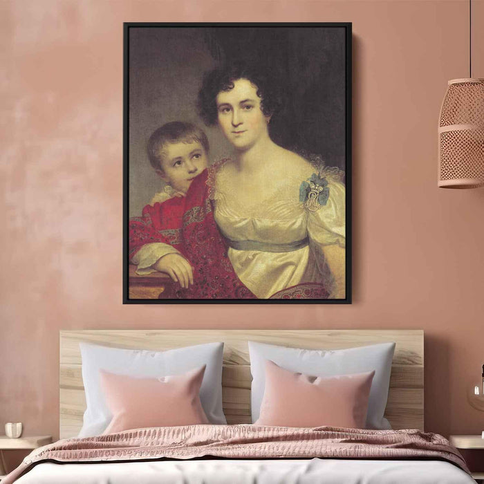 Portrait of A. I. Molchanova with Daughter (1814) by Orest Kiprensky - Canvas Artwork