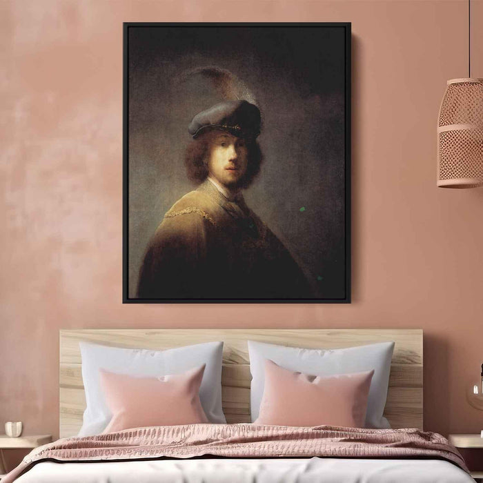 Self-Portrait in a Plumed Hat (1629) by Rembrandt - Canvas Artwork