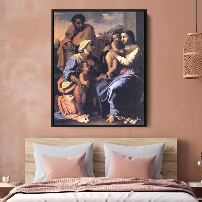 The Holy Family with St. Elizabeth and John the Baptist (1655) by Nicolas Poussin - Canvas Artwork