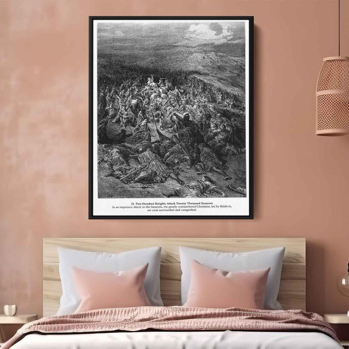 Two Hundred Knights Attack Twenty Thousand Saracens by Gustave Dore - Canvas Artwork