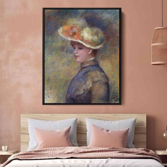 Young Woman Wearing a Hat by Pierre-Auguste Renoir - Canvas Artwork