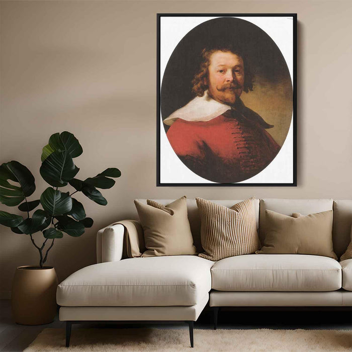 Portrait of a bearded man, bust length, in a red doublet by Rembrandt - Canvas Artwork