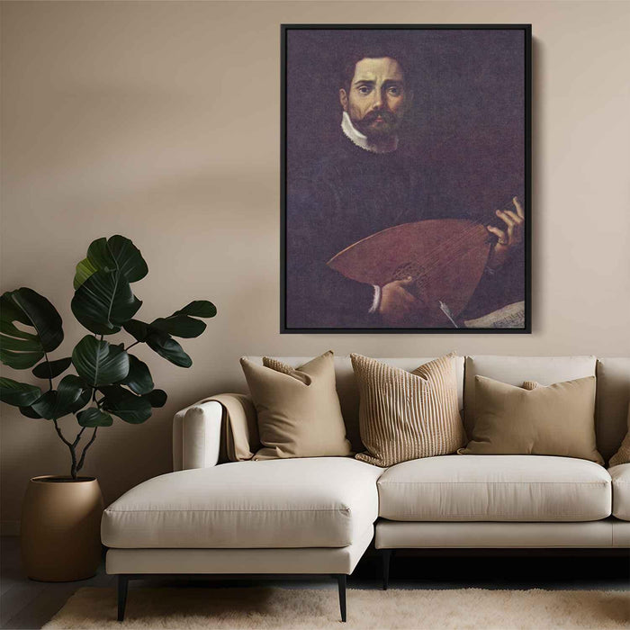 Portrait of Giovanni Gabrieli with the lute (1600) by Annibale Carracci - Canvas Artwork