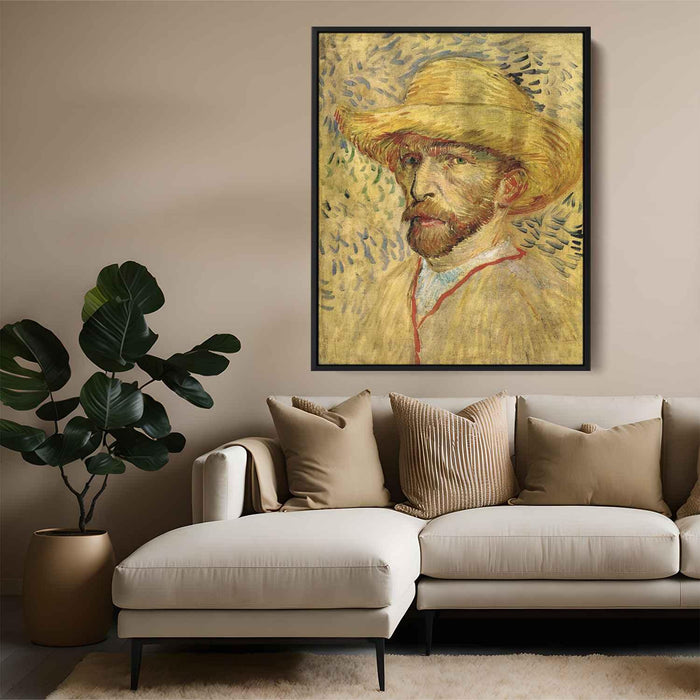 Self-Portrait with Straw Hat (1887) by Vincent van Gogh - Canvas Artwork