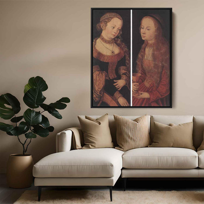 St. Catherine and St. Barbara by Lucas Cranach the Elder - Canvas Artwork