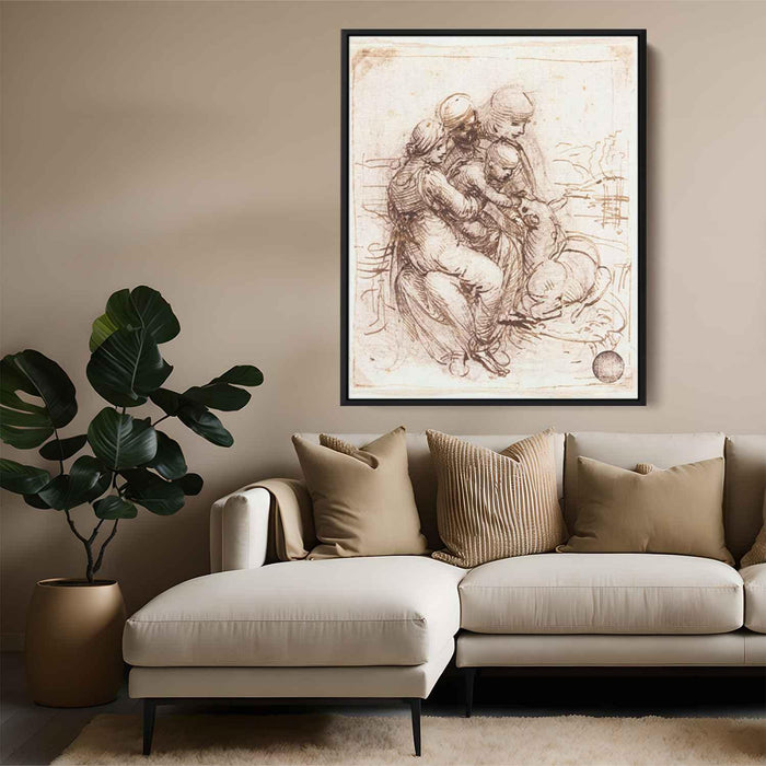 Study of St. Anne, Mary, the Christ Child and the young St. John by Leonardo da Vinci - Canvas Artwork