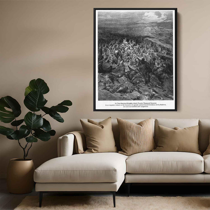 Two Hundred Knights Attack Twenty Thousand Saracens by Gustave Dore - Canvas Artwork