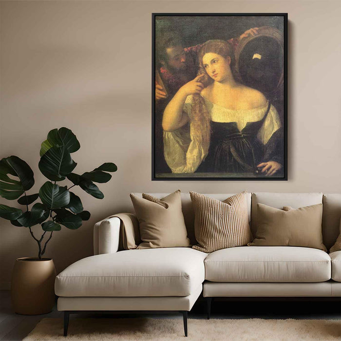 Woman with a Mirror (1515) by Titian - Canvas Artwork