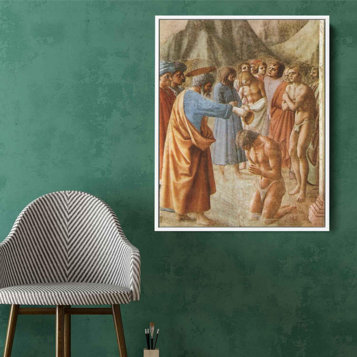 Baptism of the Neophytes (1427) by Masaccio - Canvas Artwork