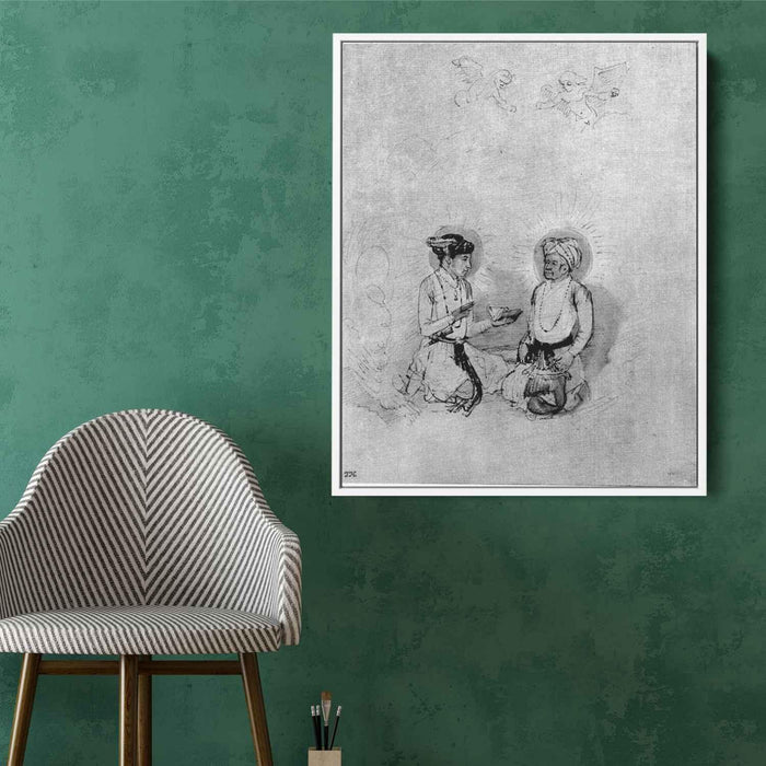 Emperor Akbar and his son, the future Eperor Djahângir by Rembrandt - Canvas Artwork