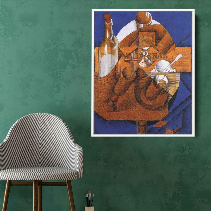 Glass, Cup and Bottle by Juan Gris - Canvas Artwork