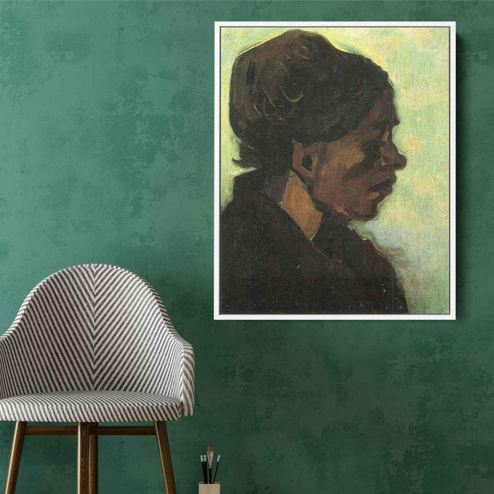 Head of a Brabant Peasant Woman with Dark Cap (1885) by Vincent van Gogh - Canvas Artwork