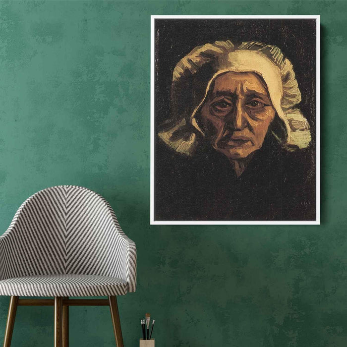 Head of an Old Peasant Woman with White Cap (1884) by Vincent van Gogh - Canvas Artwork