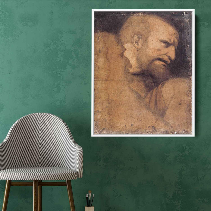 Head of St. Peter by Leonardo da Vinci - Canvas Artwork