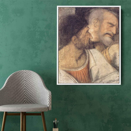 Heads of Judas and Peter by Leonardo da Vinci - Canvas Artwork