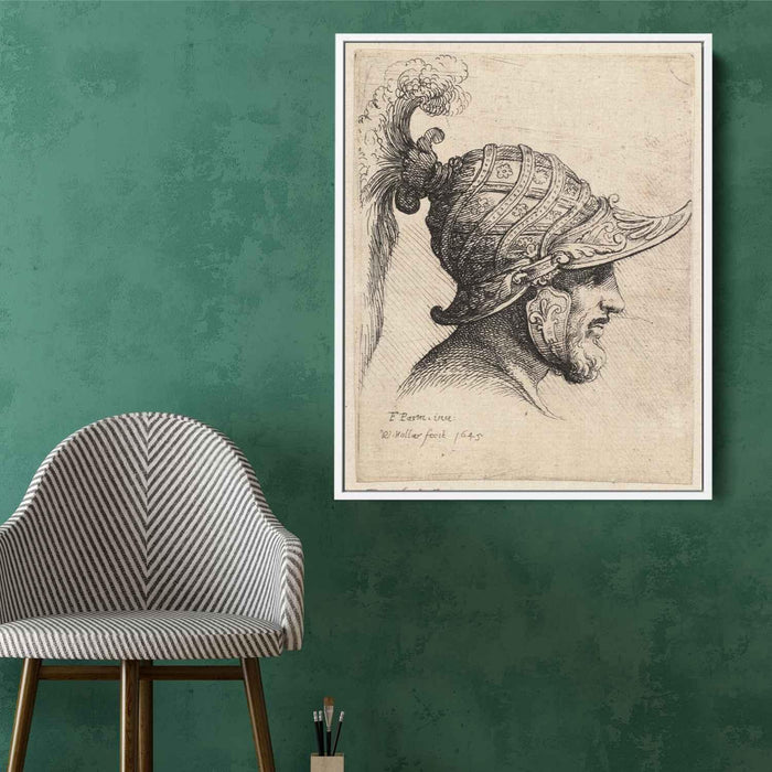 Helmet crossed with curved strips and rosettes by Parmigianino - Canvas Artwork