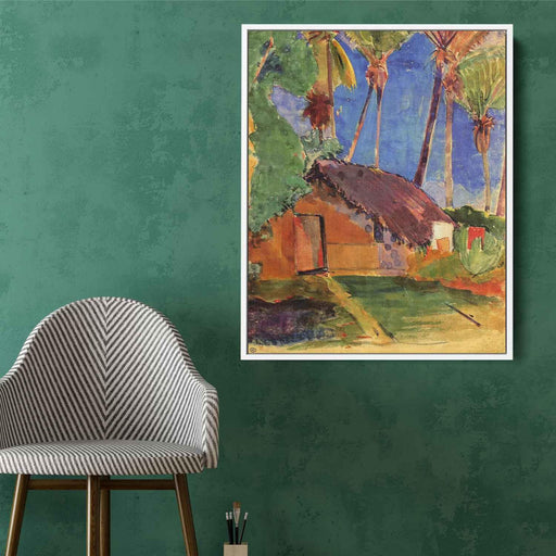 Hut under the coconut palms (1894) by Paul Gauguin - Canvas Artwork