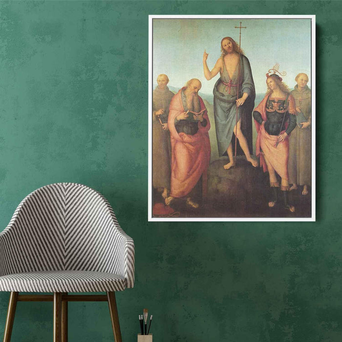 John the Baptist and four saints (1510) by Pietro Perugino - Canvas Artwork