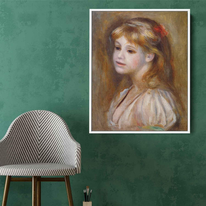 Little Girl with a Red Hair Knot (1890) by Pierre-Auguste Renoir - Canvas Artwork