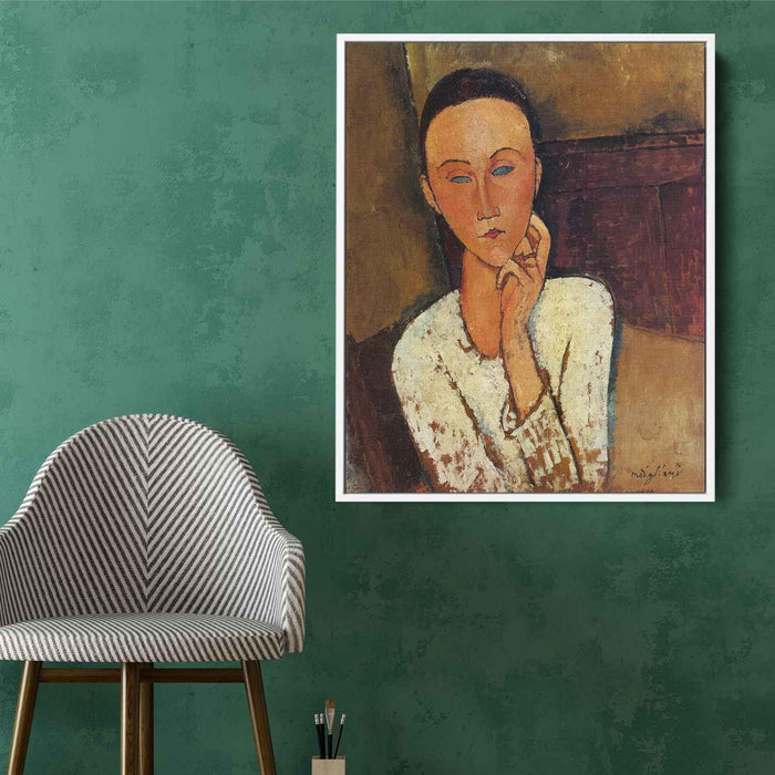 Lunia Czechowska with her left hand on her cheek (1918) by Amedeo Modigliani - Canvas Artwork