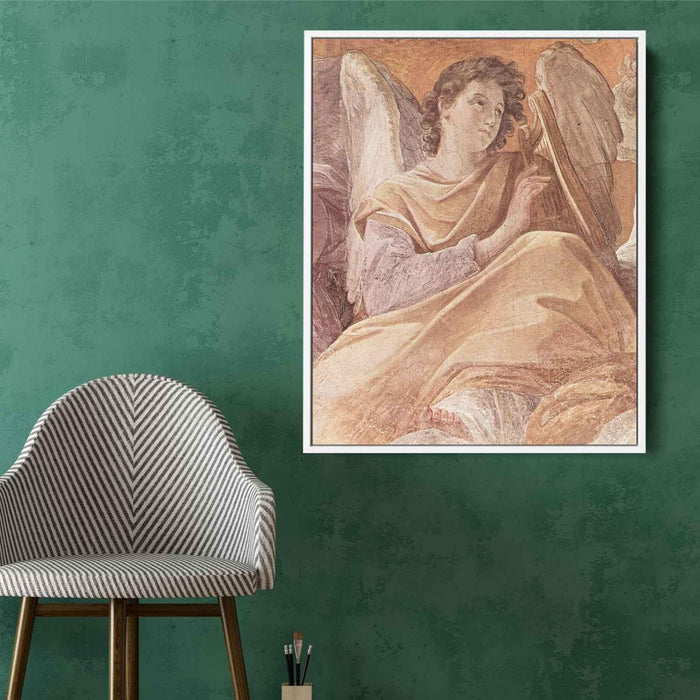 The Queen of Heaven and angels pla (Frescoes in the Palazzo Quirinale, Cappella dell'Annunciata, vault fresco scene) by Guido Reni - Canvas Artwork