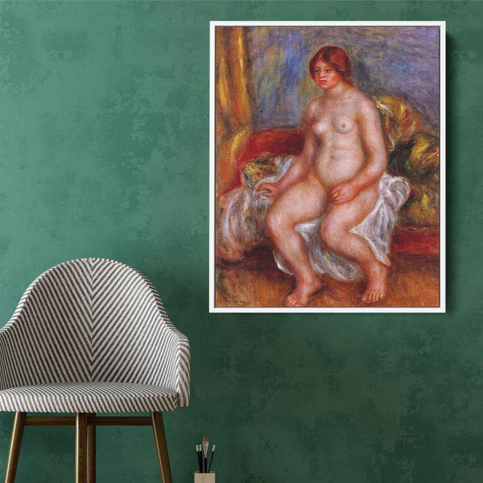 Nude Woman on Green Cushions (1909) by Pierre-Auguste Renoir - Canvas Artwork